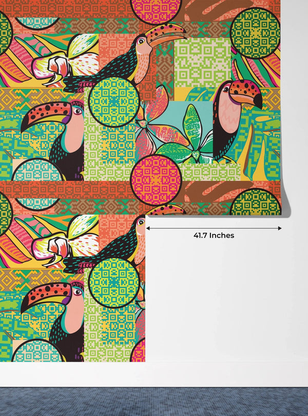 Fun Tropical Wallpaper, Toucan and Amazon Motives Mural, Oversized Custom Size Wall Art, Non - Woven, Non - Adhesive, Modern Wall Paper, Removable - Adawall Wallpaper - Registered Trade Accounts Only, Wallpaper Wholesale Account - W77868 - Adawall Wholesale - Wallpaper Wholesaler