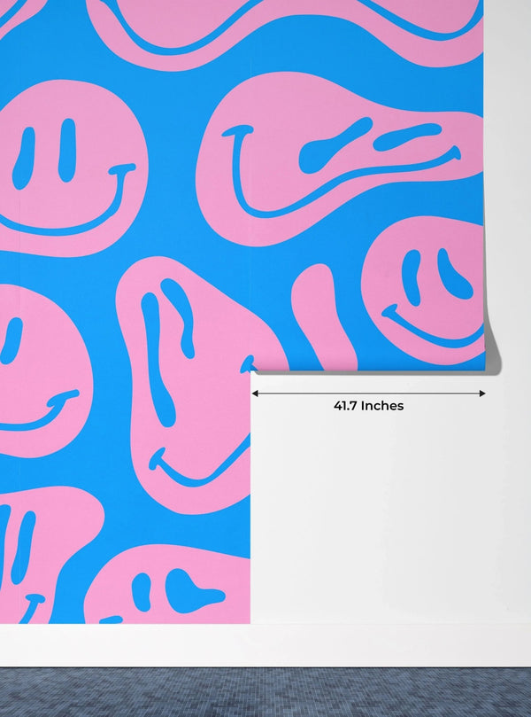 Funny Melting Wallpaper, Happy Face Mural, Oversized Custom Size Wall Art, Non - Woven, Non - Adhesive, Modern Wall Paper, Removable - Adawall Wallpaper - Registered Trade Accounts Only, Wallpaper Wholesale Account - W77802 - Adawall Wholesale - Wallpaper Wholesaler