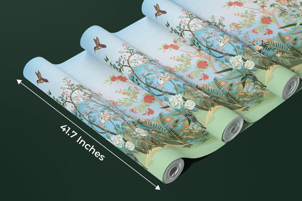 Tropical Jungle Wallpaper, Trees Mural, Oversized Custom Size Wall Art, Non-Woven, Non-Adhesive, Modern Wall Paper, Removable