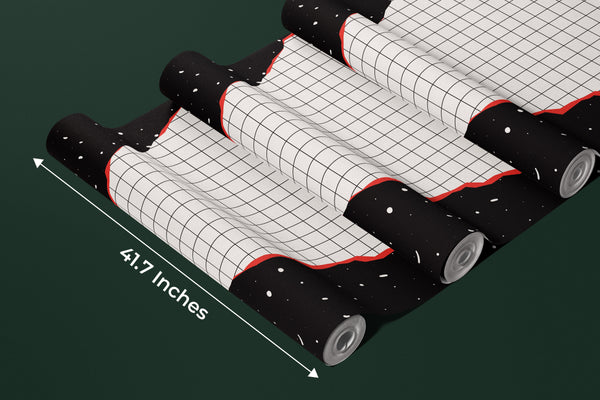 Hand Pulls a Sheet of Checkered Paper Wallpaper, Outer Space Background Mural, Oversized Custom Size Wall Art, Non-Woven, Non-Adhesive, Modern Wall Paper, Removable