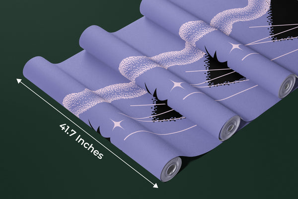 Geometric Shapes Wallpaper, Purple Background Mural, Oversized Custom Size Wall Art, Non-Woven, Non-Adhesive, Modern Wall Paper, Removable