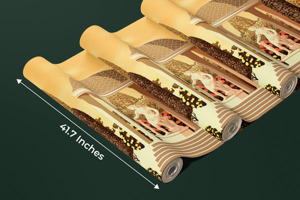 Flower Garden Wallpaper, Terrace in the Park Mural, Oversized Custom Size Wall Art, Non-Woven, Non-Adhesive, Modern Wall Paper, Removable