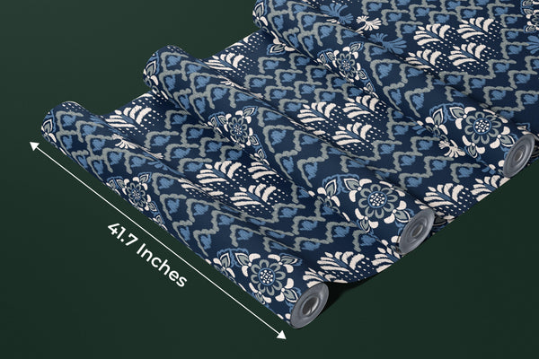 Floral Damask Wallpaper, Seamless Pattern Mural, Oversized Custom Size Wall Art, Non-Woven, Non-Adhesive, Modern Wall Paper, Removable