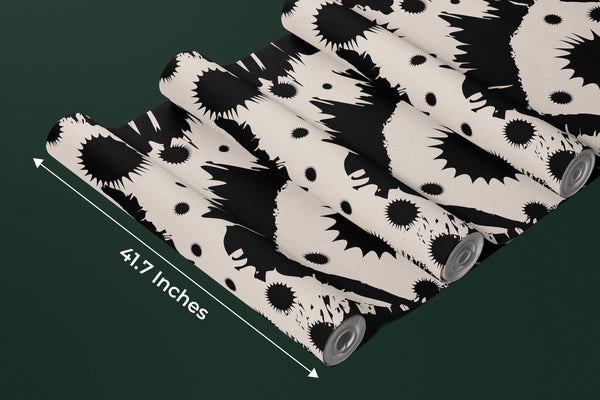 Black Splashes Wallpaper, Seamless Pattern Mural, Oversized Custom Size Wall Art, Non-Woven, Non-Adhesive, Modern Wall Paper, Removable