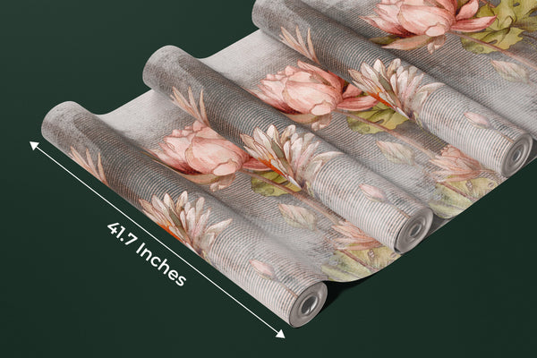 Delicate Water Lilies Wallpaper, Textured Background Mural, Oversized Custom Size Wall Art, Non-Woven, Non-Adhesive, Modern Wall Paper, Removable