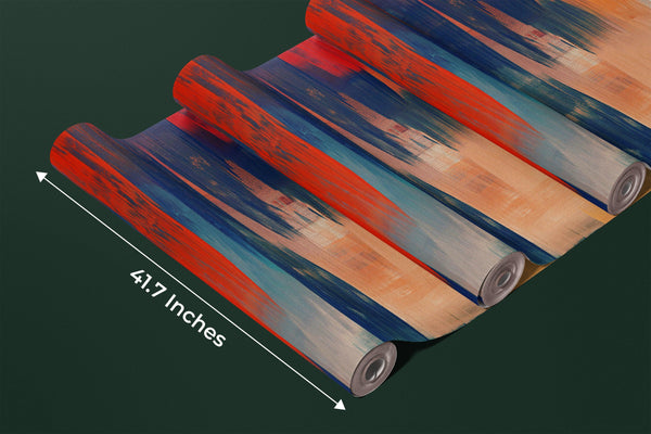 Modern Art Red and Blue Wallpaper, Abstract Paint Mural, Oversized Custom Size Wall Art, Non-Woven, Non-Adhesive, Modern Wall Paper, Removable