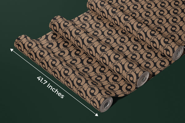 Geometric Abstract Brown Chainy Wallpaper, Seamless Pattern Mural, Oversized Custom Size Wall Art, Non-Woven, Non-Adhesive, Modern Wall Paper, Removable