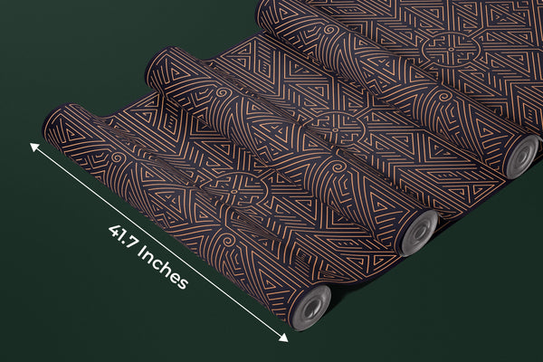 Art Deco Wallpaper, Geometric Golden Mural, Oversized Custom Size Wall Art, Non-Woven, Non-Adhesive, Modern Wall Paper, Removable