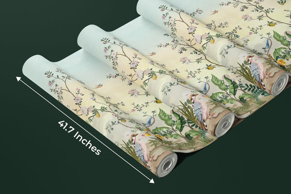 Blossom Trees Wallpaper, Chinoiserie Mural, Oversized Custom Size Wall Art, Non-Woven, Non-Adhesive, Modern Wall Paper, Removable