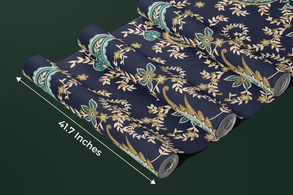 Ethnic Paisley Wallpaper, Seamless Pattern Mural, Oversized Custom Size Wall Art, Non-Woven, Non-Adhesive, Modern Wall Paper, Removable