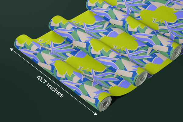 Abstract Dynamic Flowers Wallpaper, Seamless Pattern Mural, Oversized Custom Size Wall Art, Non-Woven, Non-Adhesive, Modern Wall Paper, Removable