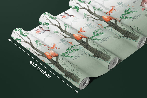 Cute Animals Wallpaper, Kids Mural, Oversized Custom Size Wall Art, Non-Woven, Non-Adhesive, Modern Wall Paper, Removable