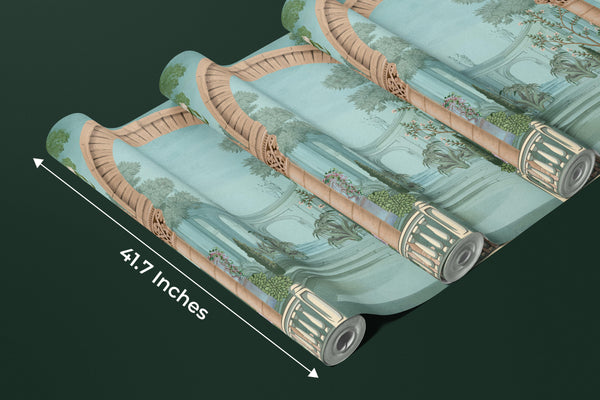 Ancient Roman Architecture Wallpaper,Botanic Mural, Oversized Custom Size Wall Art, Non-Woven, Non-Adhesive, Modern Wall Paper, Removable