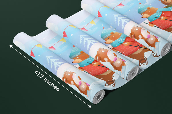 Winter Forest Wallpaper, Cute Animals Mural, Oversized Custom Size Wall Art, Non-Woven, Non-Adhesive, Modern Wall Paper, Removable