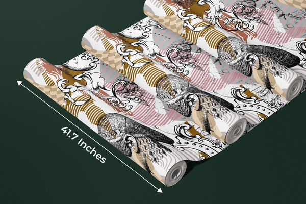 Abstract Sculpture Wallpaper, Seamless Pattern Mural, Oversized Custom Size Wall Art, Non-Woven, Non-Adhesive, Modern Wall Paper, Removable