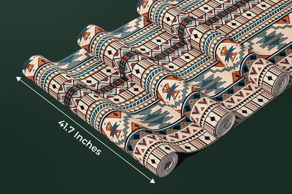 Ethnic Geometrical Wallpaper, Seamless Pattern Mural, Oversized Custom Size Wall Art, Non-Woven, Non-Adhesive, Modern Wall Paper, Removable