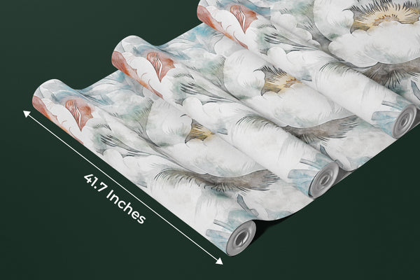 Watercolor Flowers Wallpaper, Hand-Painted Background Mural, Oversized Custom Size Wall Art, Non-Woven, Non-Adhesive, Modern Wall Paper, Removable