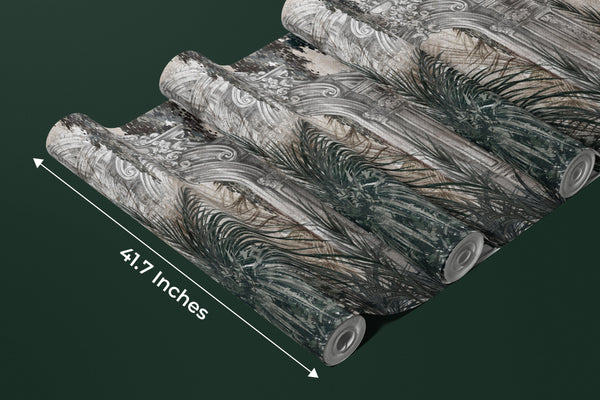 Columns in the Tropics Wallpaper, Watercolor Style Mural, Oversized Custom Size Wall Art, Non-Woven, Non-Adhesive, Modern Wall Paper, Removable