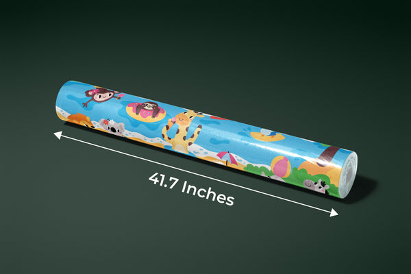 Happy Little Animals Wallpaper, Tropical Beach Mural, Oversized Custom Size Wall Art, Non-Woven, Non-Adhesive, Modern Wall Paper, Removable