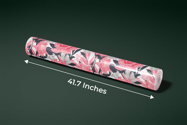 Pink Flowers Wallpaper, Seamless Pattern Mural, Oversized Custom Size Wall Art, Non-Woven, Non-Adhesive, Modern Wall Paper, Removable