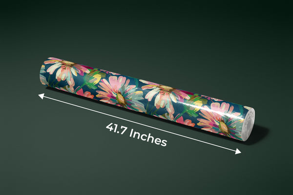 Abstract Flowers Blooming Wallpaper, Seamless Pattern Mural, Oversized Custom Size Wall Art, Non-Woven, Non-Adhesive, Modern Wall Paper, Removable