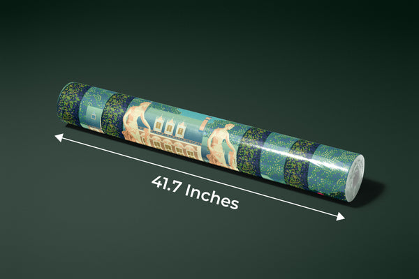 Flower Garden Wallpaper, House and Statues Mural, Oversized Custom Size Wall Art, Non-Woven, Non-Adhesive, Modern Wall Paper, Removable