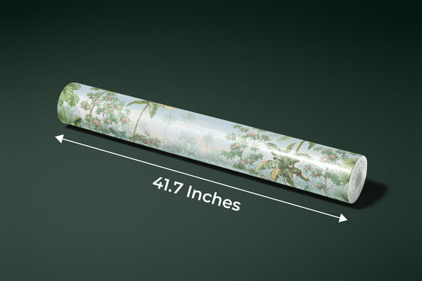 Tropic Flowers Wallpaper, Landscape Mural, Oversized Custom Size Wall Art, Non-Woven, Non-Adhesive, Modern Wall Paper, Removable