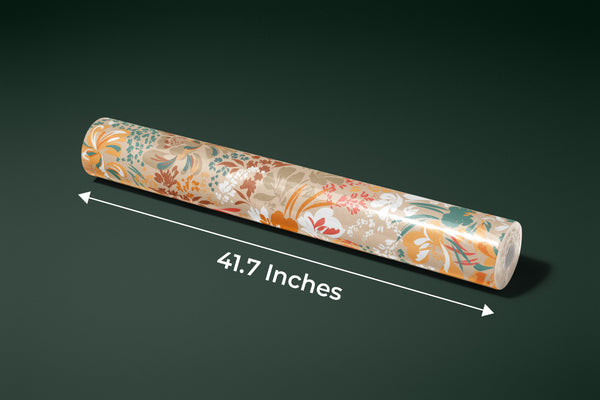 Floral Brown and Green Wallpaper, Seamless Pattern Mural, Oversized Custom Size Wall Art, Non-Woven, Non-Adhesive, Modern Wall Paper, Removable