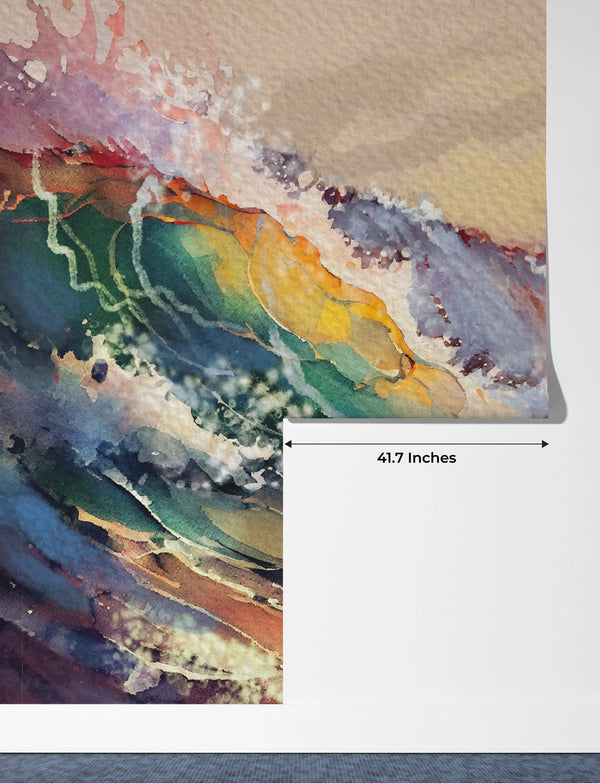 Beautiful Sunset Over Ocean Wallpaper, Oil Painting Mural, Oversized Custom Size Wall Art, Non-Woven, Non-Adhesive, Modern Wall Paper, Removable