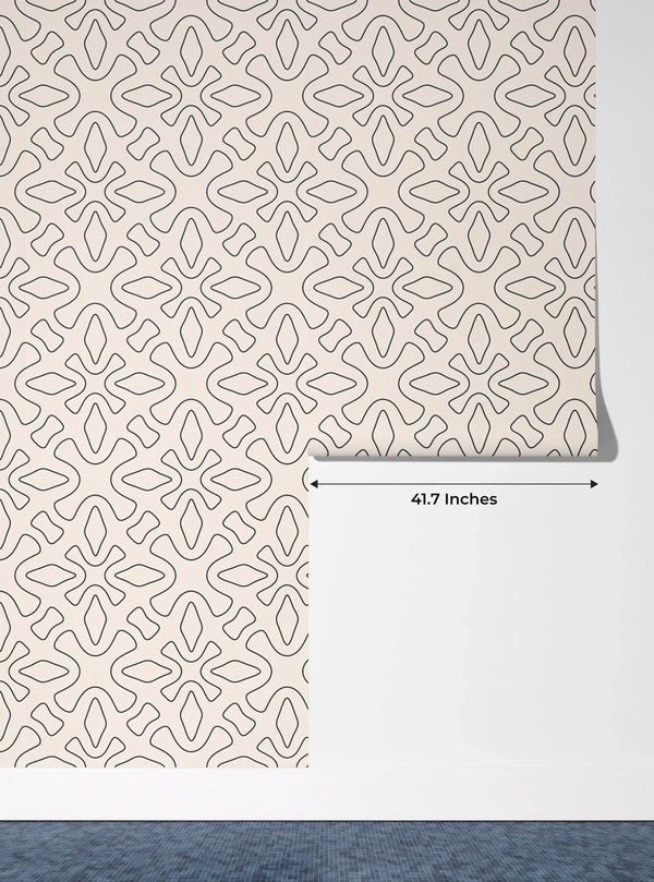 Linear Geometric Wallpaper, Seamless Pattern Mural, Oversized Custom Size Wall Art, Non-Woven, Non-Adhesive, Modern Wall Paper, Removable