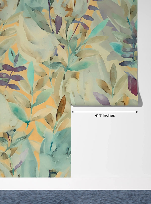 Colorful Flowers Wallpaper, Watercolor Mural, Oversized Custom Size Wall Art, Non-Woven, Non-Adhesive, Modern Wall Paper, Removable