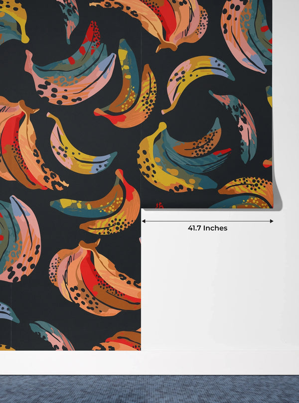 Abstract Bananas Wallpaper, Seamless Pattern Mural, Oversized Custom Size Wall Art, Non-Woven, Non-Adhesive, Modern Wall Paper, Removable
