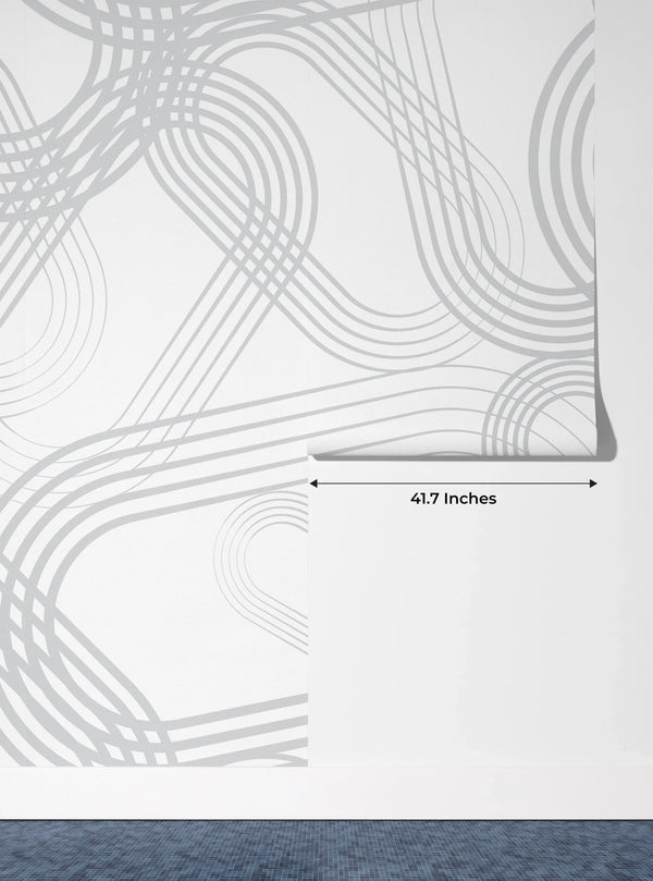 Abstract Gray Lines Wallpaper, Seamless Pattern Mural, Oversized Custom Size Wall Art, Non-Woven, Non-Adhesive, Modern Wall Paper, Removable