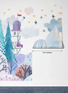 Bright Winter Wallpaper, Village Mural, Oversized Custom Size Wall Art, Non-Woven, Non-Adhesive, Modern Wall Paper, Removable