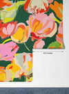 Colorful Bright Floral Wallpaper, Seamless Pattern Mural, Oversized Custom Size Wall Art, Non-Woven, Non-Adhesive, Modern Wall Paper, Removable