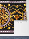 Border with Golden Baroque Wallpaper, Black Background Mural, Oversized Custom Size Wall Art, Non-Woven, Non-Adhesive, Modern Wall Paper, Removable