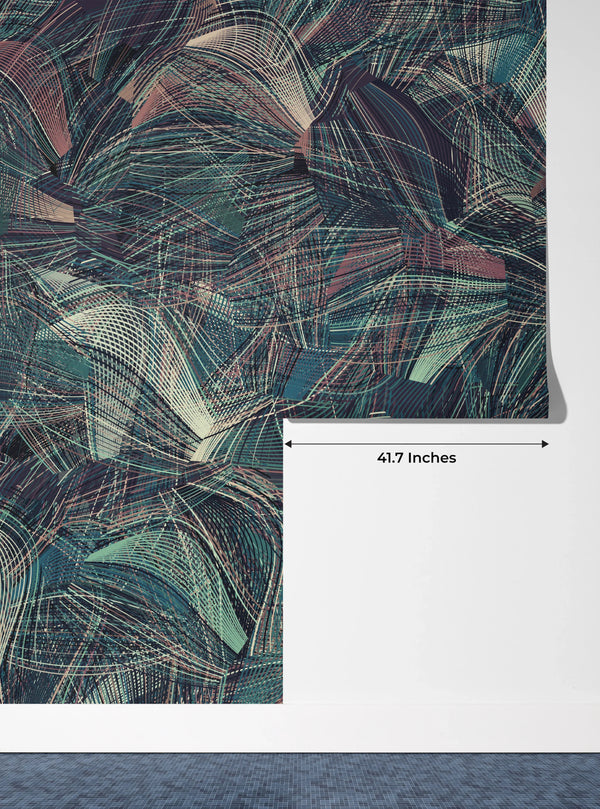 Dark Blue and Red Wallpaper, Abstract Shapes Mural, Oversized Custom Size Wall Art, Non-Woven, Non-Adhesive, Modern Wall Paper, Removable