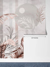 Tropical Plants Wallpaper, Geometric Shapes Mural, Oversized Custom Size Wall Art, Non-Woven, Non-Adhesive, Modern Wall Paper, Removable