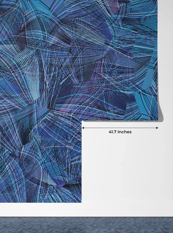 Dark Blue and Pink Wallpaper, Abstract Shapes Mural, Oversized Custom Size Wall Art, Non-Woven, Non-Adhesive, Modern Wall Paper, Removable