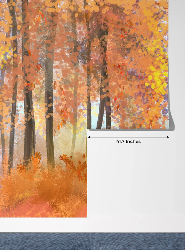 Autumn Forest Wallpaper, Oil Painting Mural, Oversized Custom Size Wall Art, Non-Woven, Non-Adhesive, Modern Wall Paper, Removable