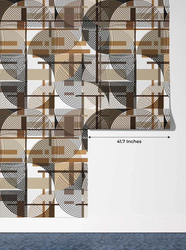 Abstract Geometric Shapes Wallpaper, Seamless Pattern Mural, Oversized Custom Size Wall Art, Non-Woven, Non-Adhesive, Modern Wall Paper, Removable