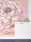Luxury Golden, Pink Wallpaper, Tropical Flower Mural, Oversized Custom Size Wall Art, Non-Woven, Non-Adhesive, Modern Wall Paper, Removable