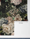 Floral Wallpaper, Dark Background Mural, Oversized Custom Size Wall Art, Non-Woven, Non-Adhesive, Modern Wall Paper, Removable