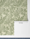Botanic Plants Wallpaper, Green Mural, Oversized Custom Size Wall Art, Non-Woven, Non-Adhesive, Modern Wall Paper, Removable