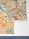 Floral Brown and Green Wallpaper, Seamless Pattern Mural, Oversized Custom Size Wall Art, Non-Woven, Non-Adhesive, Modern Wall Paper, Removable