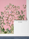 Tigers and Trees Wallpaper, Pink Background Mural, Oversized Custom Size Wall Art, Non-Woven, Non-Adhesive, Modern Wall Paper, Removable