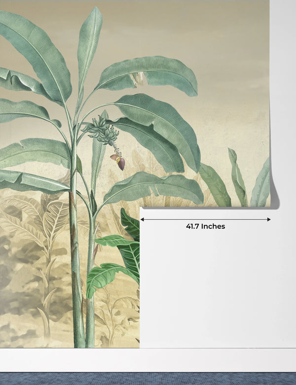 Tropical Trees Wallpaper, Tropical Leaves Wall Mural, Oversized Custom Size Wall Art, Non-Woven, Non-Adhesive, Modern Wall Paper, Removable