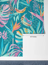 Abstract Tropical Leaves Wallpaper, Seamless Pattern Mural, Oversized Custom Size Wall Art, Non-Woven, Non-Adhesive, Modern Wall Paper, Removable