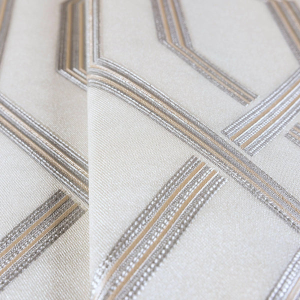 Geometric Wallpaper, 3D Embossed Modern Flocked Wallcovering, White, Silver Fabric Touch Contemporary Washable, Extra Large 177 sq ft Roll - Adawall Wallpaper - Registered Trade Accounts Only, Wallpaper Wholesale Account - 1502-1 - Adawall Wholesale - Wallpaper Wholesaler