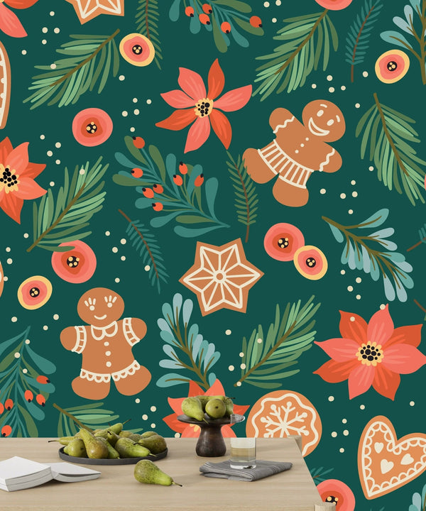 Gingerbreads Wallpaper, Seamless Pattern Mural, Oversized Custom Size Wall Art, Non - Woven, Non - Adhesive, Modern Wall Paper, Removable - Adawall Wallpaper - Registered Trade Accounts Only, Wallpaper Wholesale Account - W78066 - Adawall Wholesale - Wallpaper Wholesaler